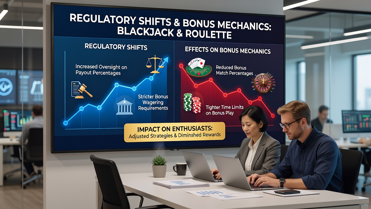 Grafik der viser ændringer i bonusbidrag for roulette og blackjack